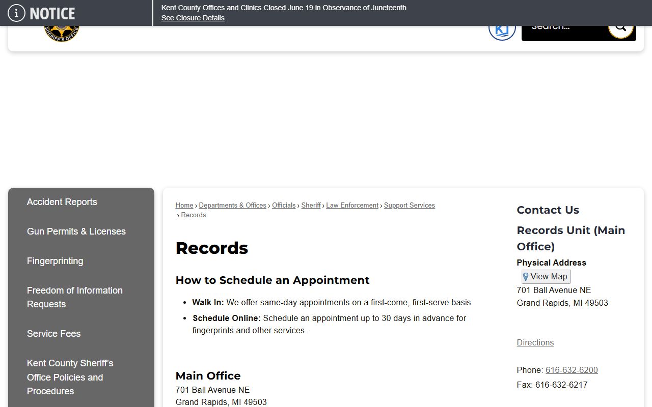 Kent County jail mugshots sheriff records unit page