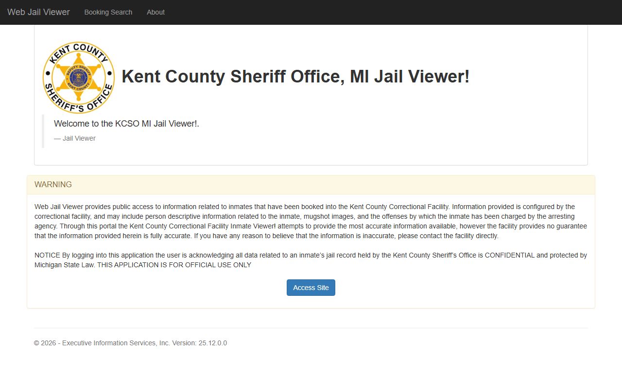 Kent County jail mugshots Web Jail Viewer landing page